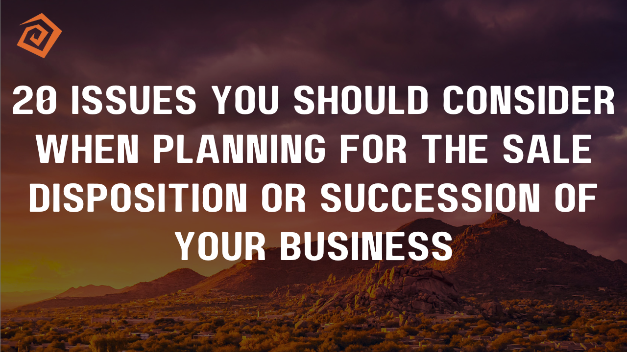 20 Issues You Should Consider When Planning For The Sale Disposition Or Succession Of Your Business
